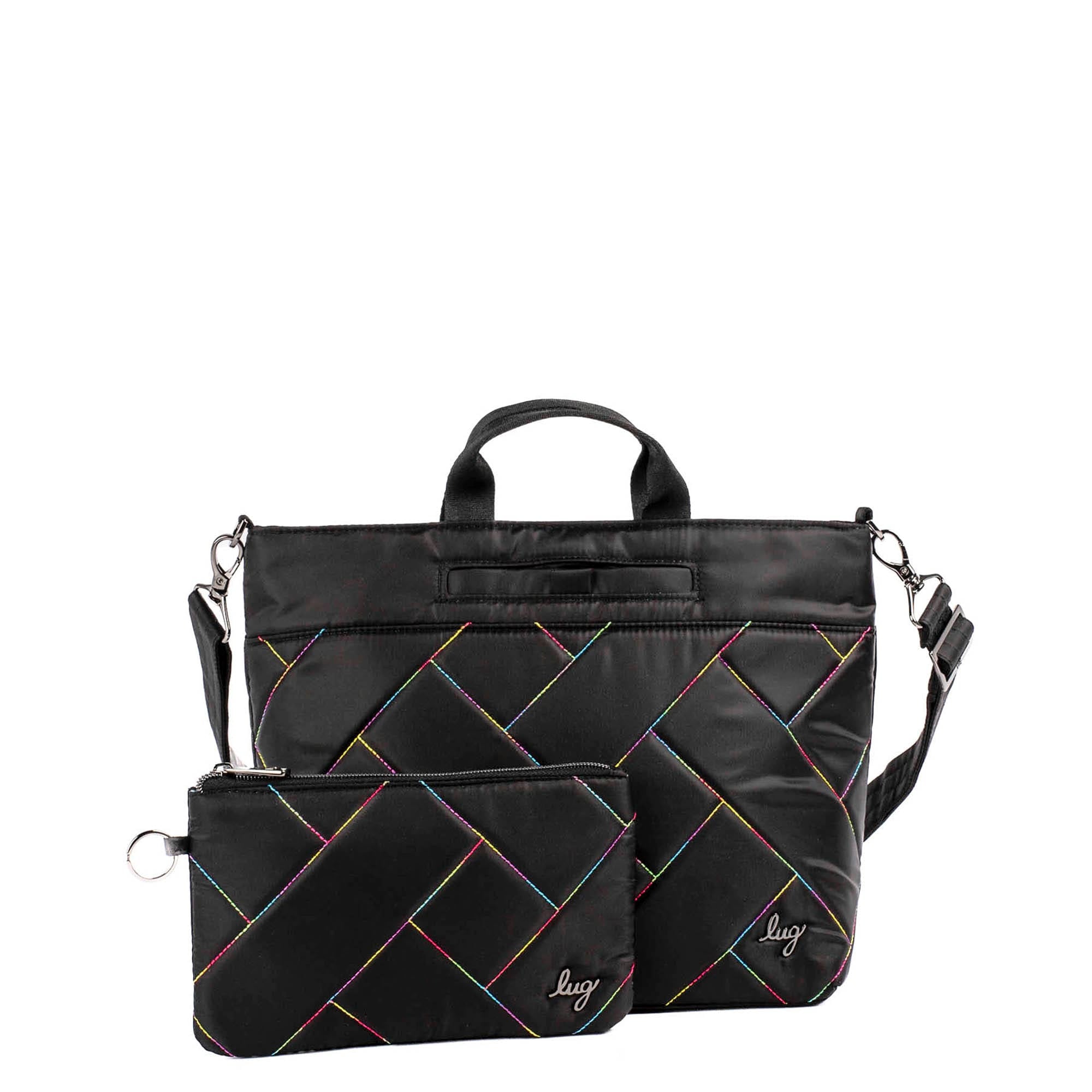 Tenor 2pc Crossbody Bag - BLACK WITH RAINBOW STITCH 2 - Tenor2pc_BlackWithRainbow_02